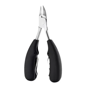Professional ingrown toenail clippers with ergonomic black handles for thick nails.