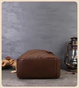 Sac à dos en cuir véritable pour femmes, voyage et sac bandoulière, vue détaillée.