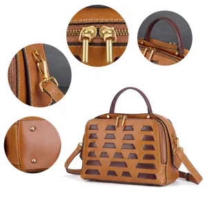 Vintage leather dumpling bag with woven design, spacious handbag for women daily crossbody use.