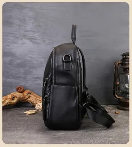 Sac à dos pour femme en cuir de vachette véritable, multifonction pour voyage et travail.