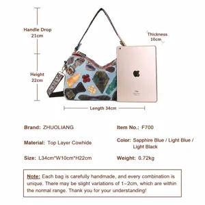 Vintage patchwork genuine leather pillow shoulder bag for women stylish casual handbag.