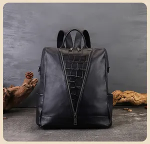 Stylish black leather backpack for women, large capacity travel school bag, casual daily commute.