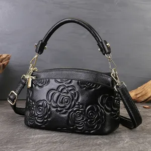 Donna Pelle di Vacchetta Borsa a Tracolla Stampata Casual Borsa a Spalla Piccola Borsetta per Telefono Borsa alla Moda