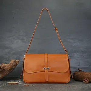 Retro Genuine Leather Women Messenger Bag Niche Commuting High-End Large Capacity Underarm Shoulder Bag