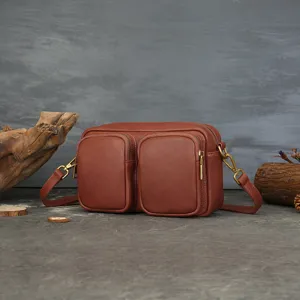 Genuine Leather Crossbody Bag Vintage Retro Camera Bag Women Shoulder Bag Multi-Compartment Handbag