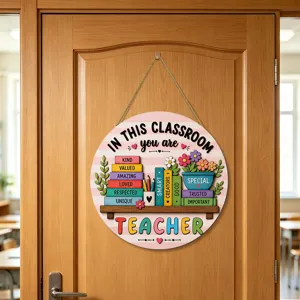 Terug naar School Klaslokaal Welkom Houten Deurbord Hhangend Deurbordje Leraar Decoratie