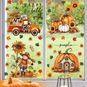Adesivi per finestre autunno Ringraziamento zucca girasole vetrofanie vetro decoro