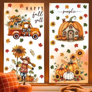 Adesivi per finestre girasole autunno Ringraziamento spaventapasseri zucca PVC vetro statico.