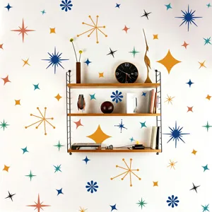 Bohemische Wandaufkleber Mid-Century Sternenburst Wandtattoos fuer Wohnzimmer Schlafzimmer