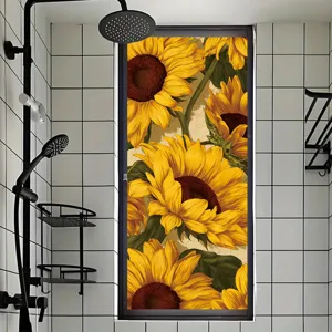 Sunflower Static Window Film PVC Pastoral Floral Glass Sticker For Living Room Bedroom Bathroom Kitchen Decorative Window Cling