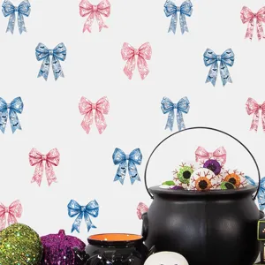 Adesivi Murali di Halloween Rosso Blu Fantasma Pipistrello Fiocco PVC Autoadesivo Decals Per Festa di Festival Arredamento Arte Murale