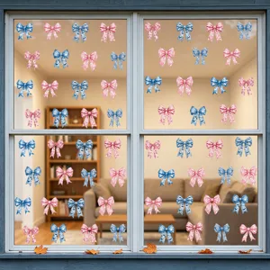 Adesivi per finestre di Halloween con fiocchi rosa e blu, fantasmi e pipistrelli decoro