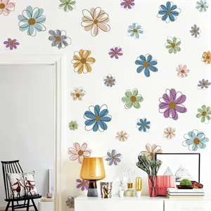 Bohemian flower wall stickers colorful daisy decals peel and stick vinyl wall art for girls room