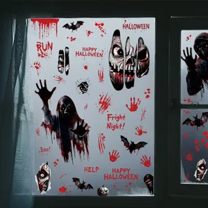 Adesivi per finestre di Halloween decalcomanie in PVC statiche impronte insanguinate
