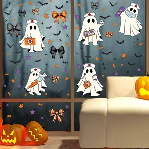Halloween statische Fensteraufkleber süße Geist Krankenschwester Schleifen PVC Aufkleber