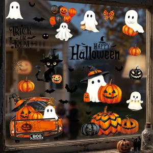 Halloween statische raamstickers voor glas spookjes pompoenen vleermuizen decoratie