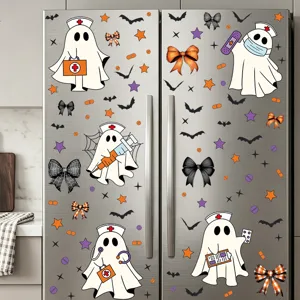 Halloween süße Geist Fensteraufkleber PVC statische Haftung mit Schleifen für Party Dekor Detail.