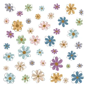 Bohemian floral wall sticker colorful line daisy self-adhesive PVC sticker girl bedroom decor