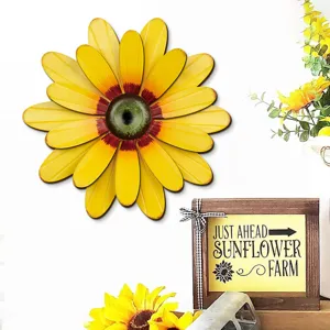 Sunflower wooden metal wall hanging rustic home decor for living room bedroom kitchen art