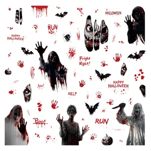 Adesivi statici per finestre di Halloween impronte di sangue fantasma decorazioni feste