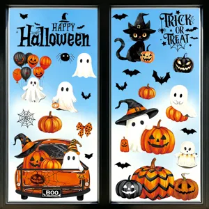 Halloween raamstickers statische stickers witte geesten pompoenen vleermuizen decor