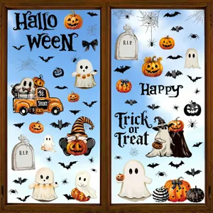 Halloween Statische Raamstickers PVC Geest Pompoen Vleermuis Decoratie Voor Glas Muur Feest Cartoon Muurstickers