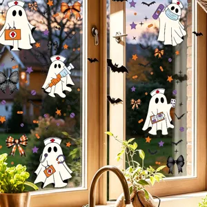 Halloween Fenstersticker süße Geister Schleife PVC Aufkleber für Party Glas Deko Detailansicht