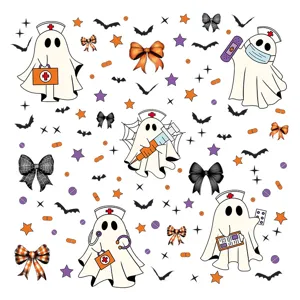Halloween Fensteraufkleber süßer Geist Krankenschwester Schleife Party PVC Dekoration