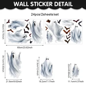 Halloween statische Fensteraufkleber weiße Geister Fledermaus PVC Party Deko Set.
