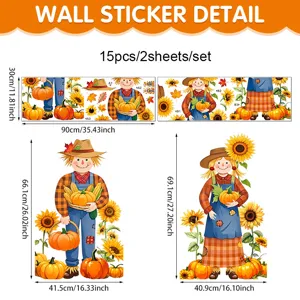 Thanksgiving scarecrow sunflower wall sticker autumn window glass PVC decorative set