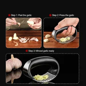 Schiacciaglio in acciaio inossidabile, tritino aglio manuale e utensile cucina utile.