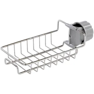 Stainless steel kitchen sink faucet sponge holder dish drainer storage rack organizer for home.