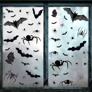 Pegatinas de ventana de Halloween con murciélagos y arañas calcomanías PVC fiesta
