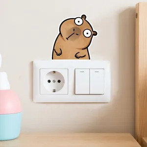 Niedlicher Cartoon Capybara Wandschalter Aufkleber selbstklebendes PVC Tierdekor Wohnzimmer