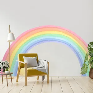 Grande adesivo murale arcobaleno ad acquerello boho per la cameretta dei bambini e salotto
