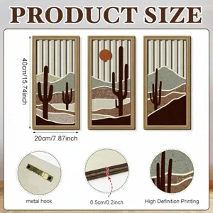 Bohemian 3-piece wooden wall art set size chart 40x20cm specification product details