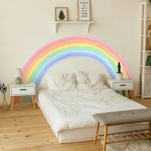 Grande adesivo murale arcobaleno boho per camera da letto bambini salotto PVC dettaglio