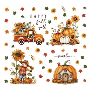 Autoadesivi per finestre girasole autunnale Thanksgiving spaventapasseri zucca PVC