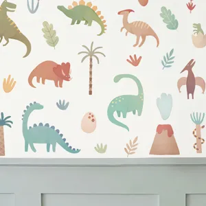 Bohemian Cartoon Dinosaur Wall Stickers Paiko Domatio Ypnodomatio Agori PVC Autokollita Toichou Diakosmisi