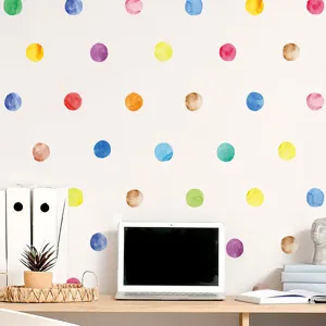 Bohemian Watercolor Polka Dots Wall Stickers Colorful Round PVC Decals For Kids Girls Bedroom Home Decor