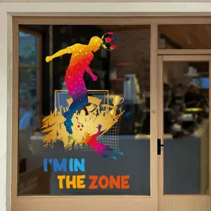 Fußball Fensteraufkleber Wandtattoo Glasdekoration PVC Spruch abnehmbar Motiv Detailansicht
