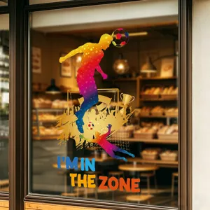 Fussballspieler Fensteraufkleber, Aquarell Sterne Glas elektrostatische PVC Aufkleber Deko.