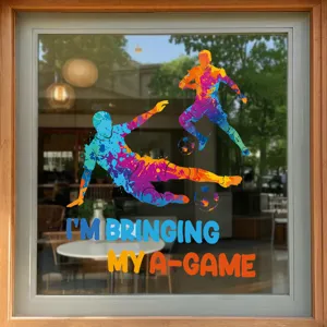 Aquarell Fußball Spieler Fenster Aufkleber inspirierende Glas Static Cling für Heim Dekor