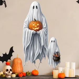 Halloween Geist Wandaufkleber leuchtender Kürbis PVC selbstklebende Wandtattoo Nahaufnahme