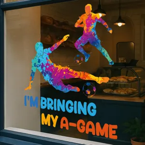 Aquarell Fußball Spieler Fenster Aufkleber Detail, inspirierender Sport Wandsticker Glas.