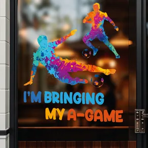 Wassermalerei Fußball Spieler Fensteraufkleber, inspirierender Glas Aufkleber für Deko.