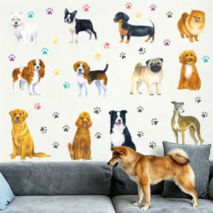 Leuke cartoon hond muurstickers zelfklevende PVC stickers voor kinderkamer decor