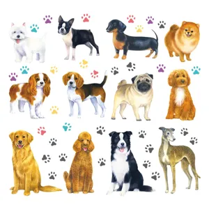 Leuke muursticker cartoon hond PVC zelfklevende stickers voor kinderkamer slaapkamer.