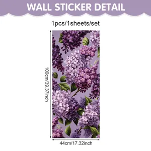 Purple lilac wall sticker home decor floral window decal 100x44cm for living room bedroom