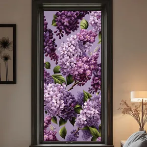 Purple lilac flower glass window sticker static decorative film for home bedroom living room